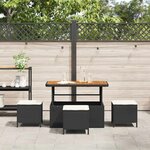 vidaXL Ensemble de salle à manger pour jardin 4 Pièces Noir Poly rotin