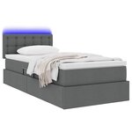 vidaXL Lit avec rangement et LED avec LED Gris foncé 90 x 190 cm tissu