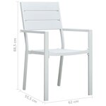 vidaXL Chaises de jardin lot de 4 Blanc PEHD Aspect de bois