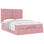 vidaXL Cadre de lit ottoman avec matelas rose 140x190 cm velours