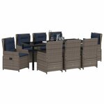vidaXL Ensemble de salle à manger pour jardin 9 Pièces Gris Poly rotin