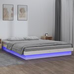 vidaXL Cadre de lit à LED blanc 160x200 cm bois massif