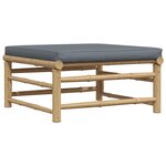 vidaXL Repose-pied de jardin avec coussin gris foncé Bambou