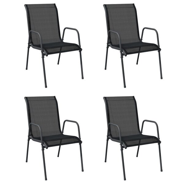 vidaXL Chaises de jardin 4 Pièces Acier et textilène Noir