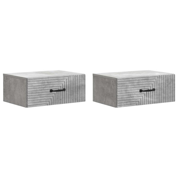 vidaXL Cabinet de chevet mural 2 Pièces Gris béton 49 x 34 5 x 20 cm