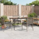 vidaXL Ensemble à manger de jardin 5 Pièces coussins gris résine tressée