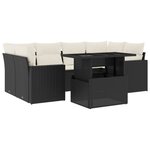 vidaXL Salon de jardin 7 Pièces avec coussins noir résine tressée