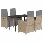 vidaXL Ensemble à manger de jardin avec coussins 5Pièces Beige poly rotin