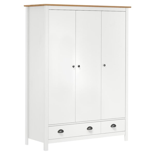vidaXL Garde-robe à 3 portes Hill Blanc 127x50x170 cm Bois pin solide