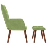 vidaXL Chaise de relaxation avec tabouret Vert clair Velours