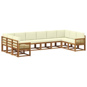 vidaXL Ensemble de canapés d'extérieur 10 pc Naturel et Crème