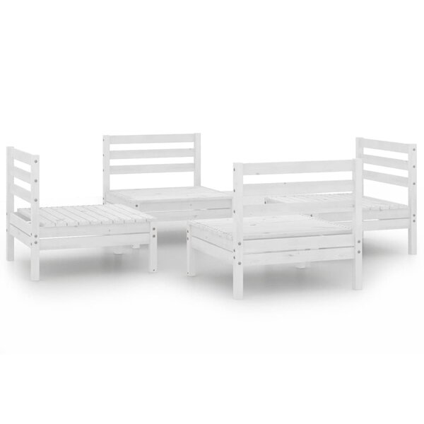 vidaXL Salon de jardin 4 Pièces Blanc Bois de pin massif