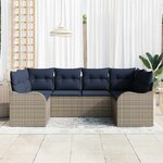 vidaXL Ensemble de Canapés avec coussin 6 Pièces Gris Poly Rattan