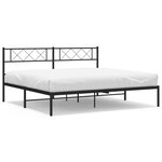vidaXL Cadre de lit métal avec tête de lit noir 183x213 cm
