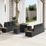 vidaXL Ensemble de canapé de jardin avec coussin 9 Pièces Noir