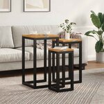 vidaXL Table Gigogne 3 pc Marron Bois de teck massif