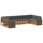 vidaXL Ensemble de canapés d'extérieur 10 pc Naturel et Anthracite