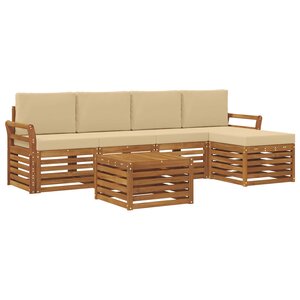 vidaXL Ensemble de canapés d'extérieur 6 pc Naturel et Beige