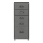 Caisson de bureau meuble de rangement pour documents dossiers fournitures de bureau à roulettes avec 5 tiroirs 69 x 28 x 41 cm gris 03_0006329