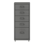 Caisson de bureau meuble de rangement pour documents dossiers fournitures de bureau à roulettes avec 5 tiroirs 69 x 28 x 41 cm gris