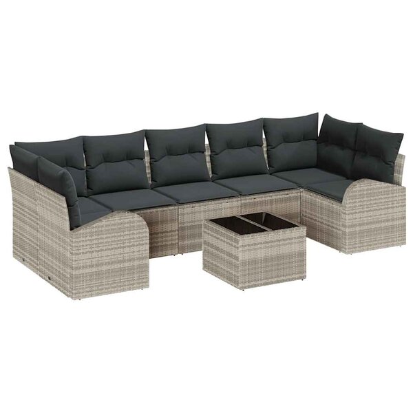vidaXL Ensemble de canapé de jardin 8 Pièces Gris clair et gris foncé