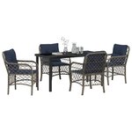 vidaXL Ensemble de salle à manger pour jardin 5 Pièces Gris et Noir Rotin