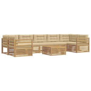 vidaXL Ensemble de canapés d'extérieur 8 pc Blanc et Beige
