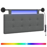 vidaXL Tête de lit suspendue Avec lumière LED Gris foncé Tissu