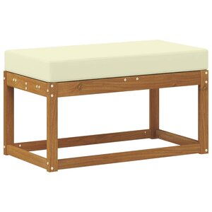 vidaXL Banc de jardin avec coussin Naturel et Crème 79 x 43 x 37 cm