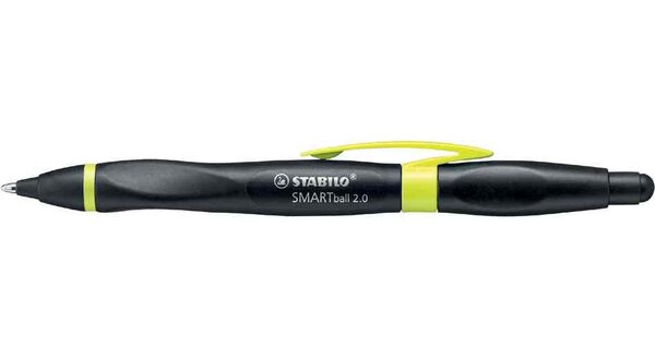 Stylo bille ergonomique Stylet SMARTball 2.0 droitier Noir/Kiwi Encre Noire STABILO