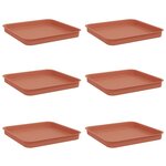 vidaXL Plateau carré à fleurs 6 pc Rouge brique 25 5 x 25 5 x 2 5 cm