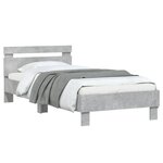 vidaXL Cadre de lit tête de lit et lumières LED gris béton 90x190 cm