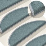 vidaXL Tapis d'escalier 15 pièces 56 x 17 x 3 cm Bleu mer Demi-rond