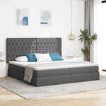 vidaXL Lit avec rangement et LED Gris foncé 200 x 200 cm Polyester