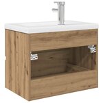 vidaXL Meuble lavabo avec bassin et robinet intégrés chêne artisanal