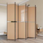 vidaXL Paravent à 6 panneaux Beige 300 x 220 cm Tissu
