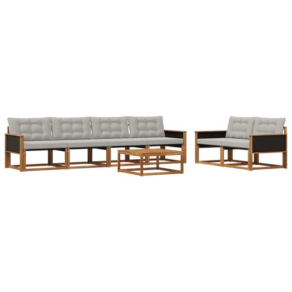 vidaXL Ensemble de canapés d'extérieur 7 Pièces Naturel et gris clair