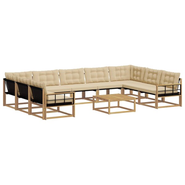 vidaXL Ensemble de canapés d'extérieur 10 Pièces Blanc et Beige