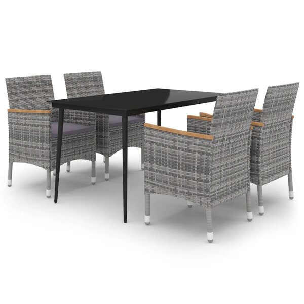 vidaXL Ensemble à dîner de jardin coussins 5 Pièces Résine tressée Verre