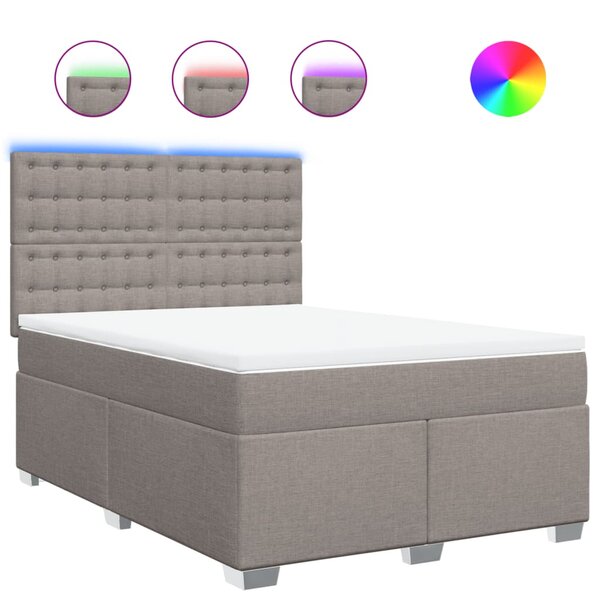 vidaXL Sommier à lattes de lit avec matelas Taupe 140x190 cm Tissu