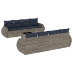 vidaXL Salon de jardin 9 Pièces avec coussins gris résine tressée