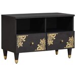 vidaXL Meuble TV Noir 70 x 33 x 46 cm Bois de mangue massif