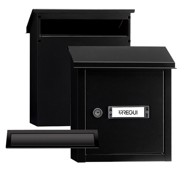 Pack Bouche d'entrée + Boîte aux lettre en acier  V4034  Fente 23 x 3 cm  Noir