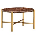 vidaXL Table basse Marron 60x60x35 cm Pierre véritable texture marbre