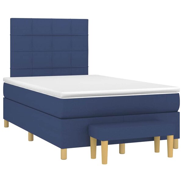 vidaXL Sommier à lattes de lit avec matelas bleu 120x190 cm tissu