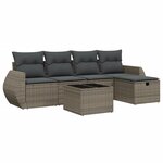 vidaXL Salon de jardin 6 Pièces avec coussins gris résine tressée