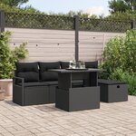 Ensemble de Canapés de Jardin 6 Pièces Noir en Poly Rattan