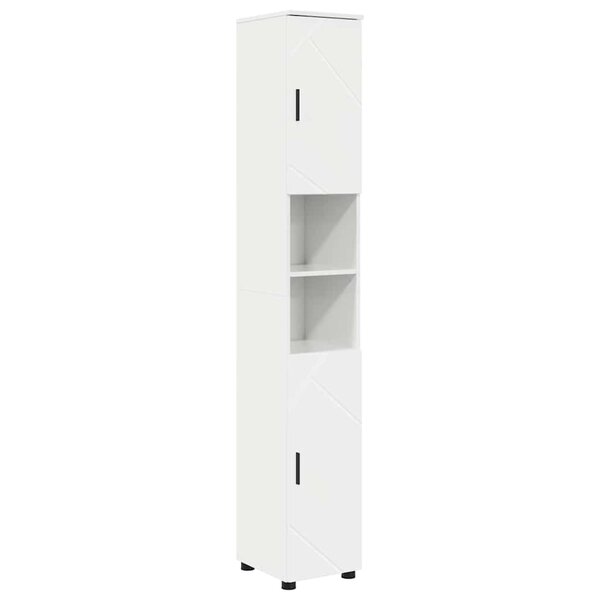 vidaXL Meuble de salle de bain haut Blanc brillant 30 x 35 x 192 cm