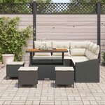 vidaXL Ensemble de canapé de jardin avec coussin 9 Pièces Noir et Crème