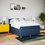 vidaXL Sommier à lattes de lit avec matelas Bleu 140x190 cm Tissu